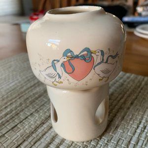 Vintage Geese print Ceramic Potpourri Votive burner ~ EUC